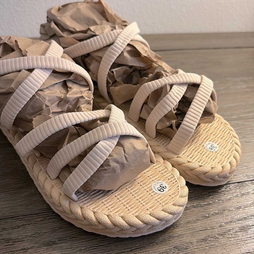 NEW Lot of 2x [SHEIN] Plush Slip-On Slippers & Gladiator Sandals Womens Sz 8/9 - Picture 10 of 14